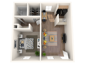 1 Bed  1 Bath 142 floor plan